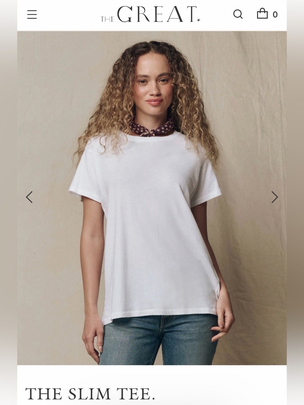 THE GREAT. Slim Short-Sleeve Tee — White